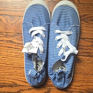 Blue with white stripes slip on Sneakers women's sz 10 new w tags NWT